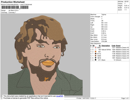 Jal Maro Embroidery File 4 size