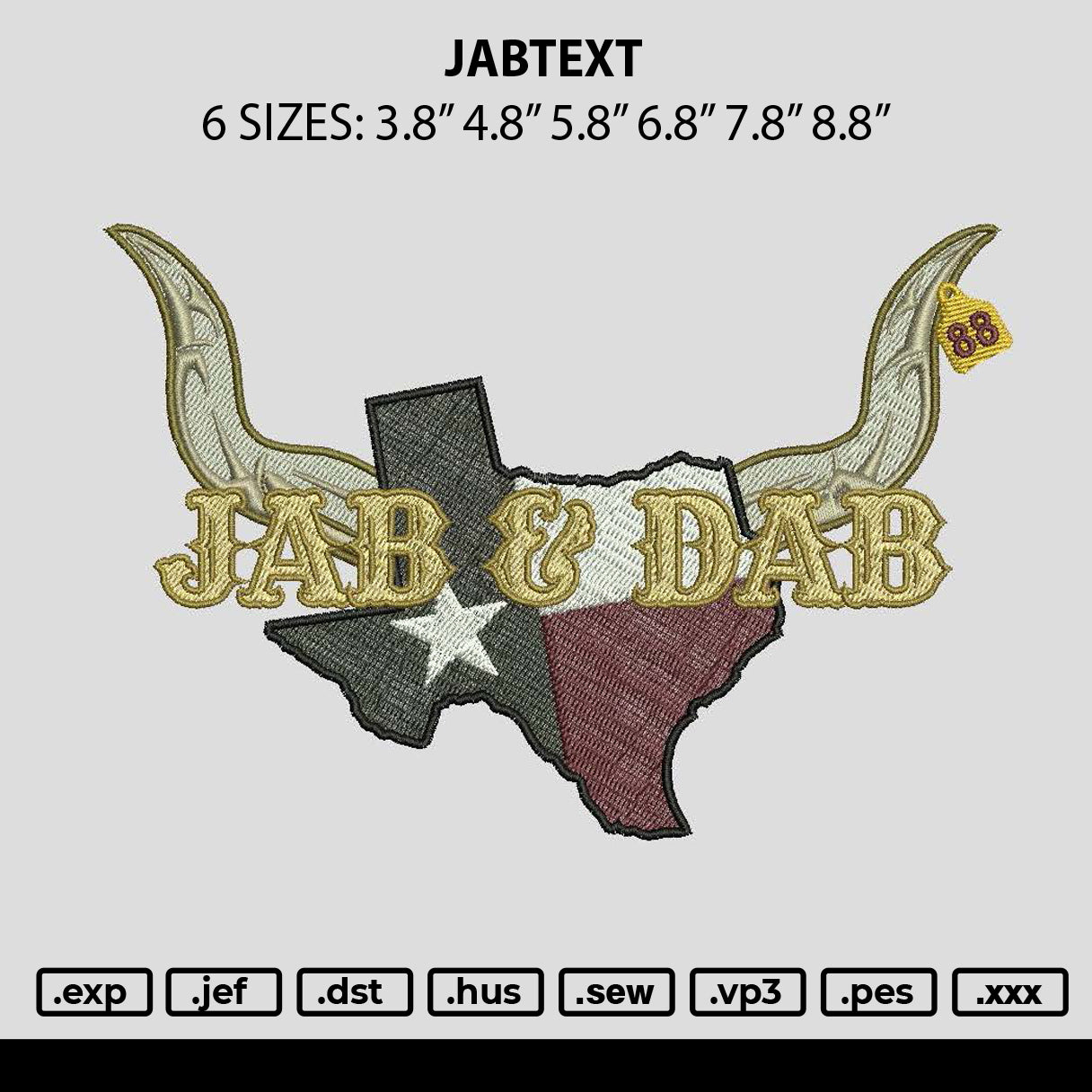 Jabtext Embroidery File 6 sizes
