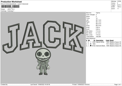 Jack Embroidery File 5 sizes