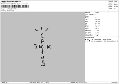 J Cactus Embroidery File 6 sizes
