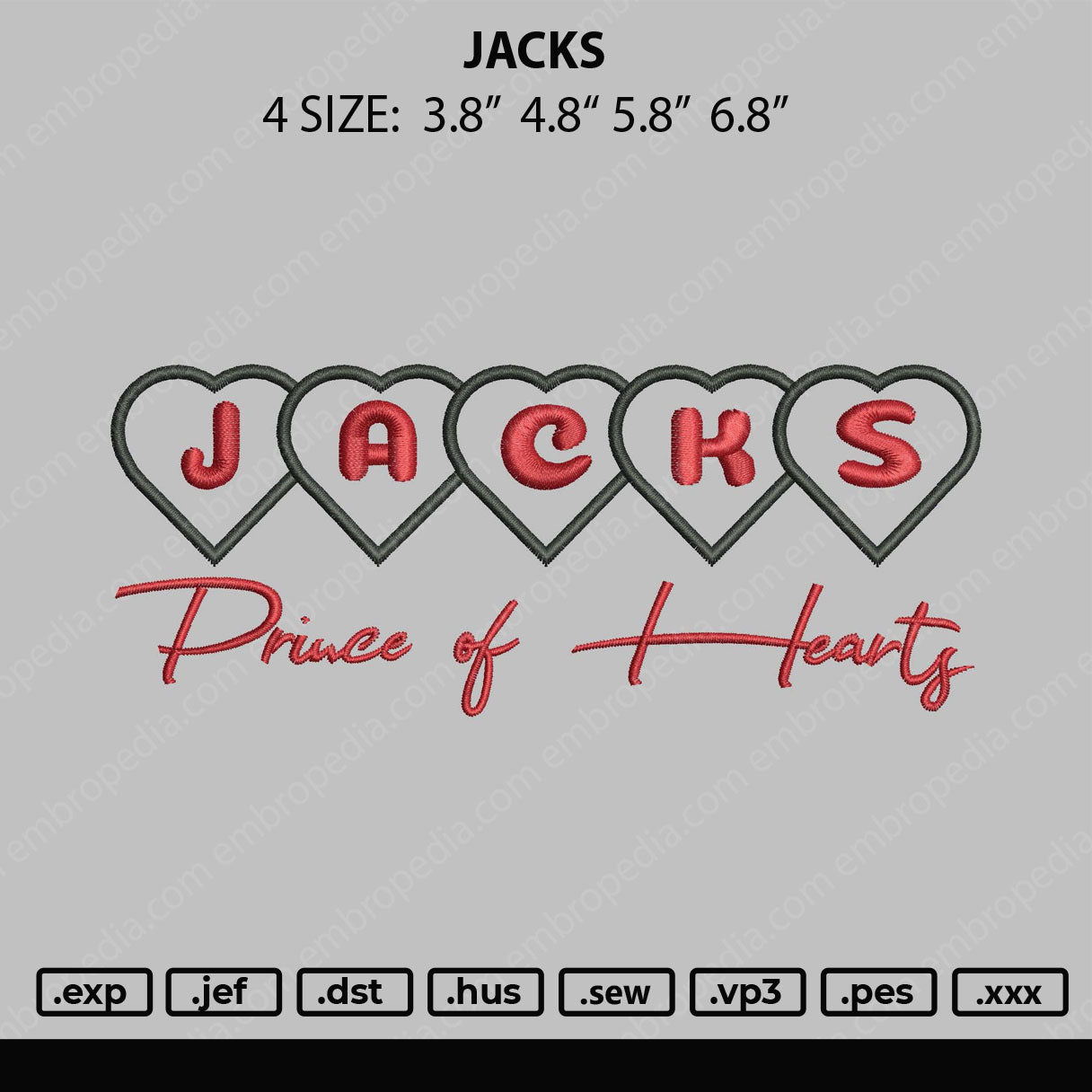 Jacks Embroidery File 4 size