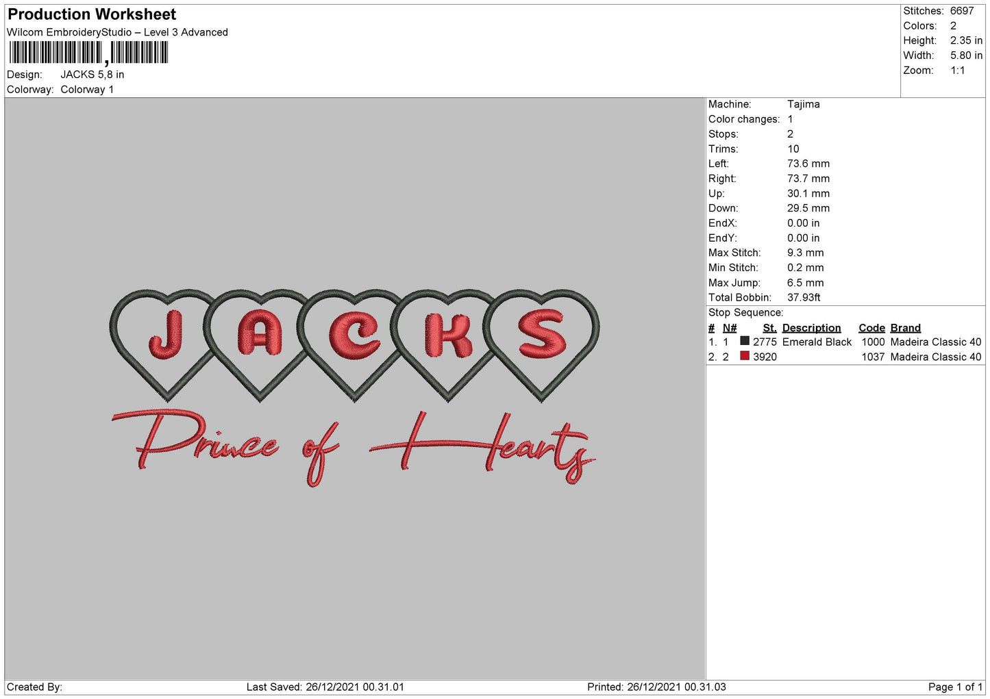 Jacks Embroidery File 4 size