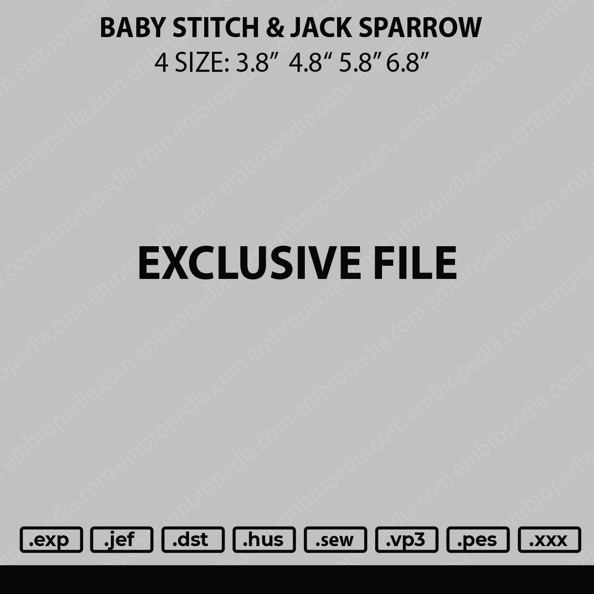 Baby Stitch & Jack Sparrow Embroidery 2 Files