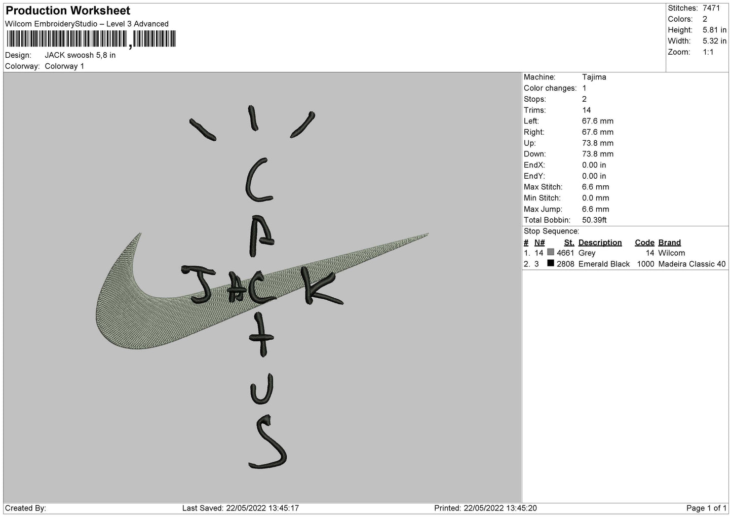 Jack Swoosh Embroidery File 4 size