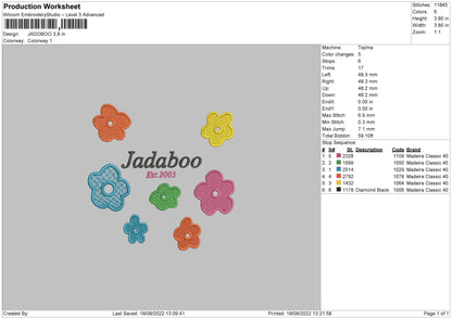 Jadaboo Embroidery File 5 sizes