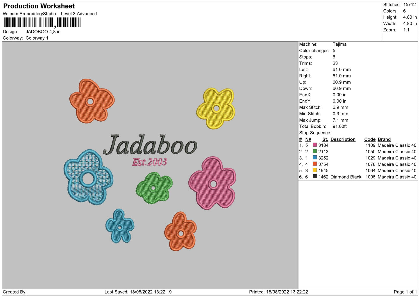 Jadaboo Embroidery File 5 sizes