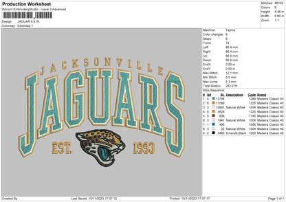 Jaguar Embroidery File 6 sizes