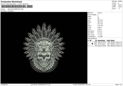 Jaguar W Embroidery File 6 sizes