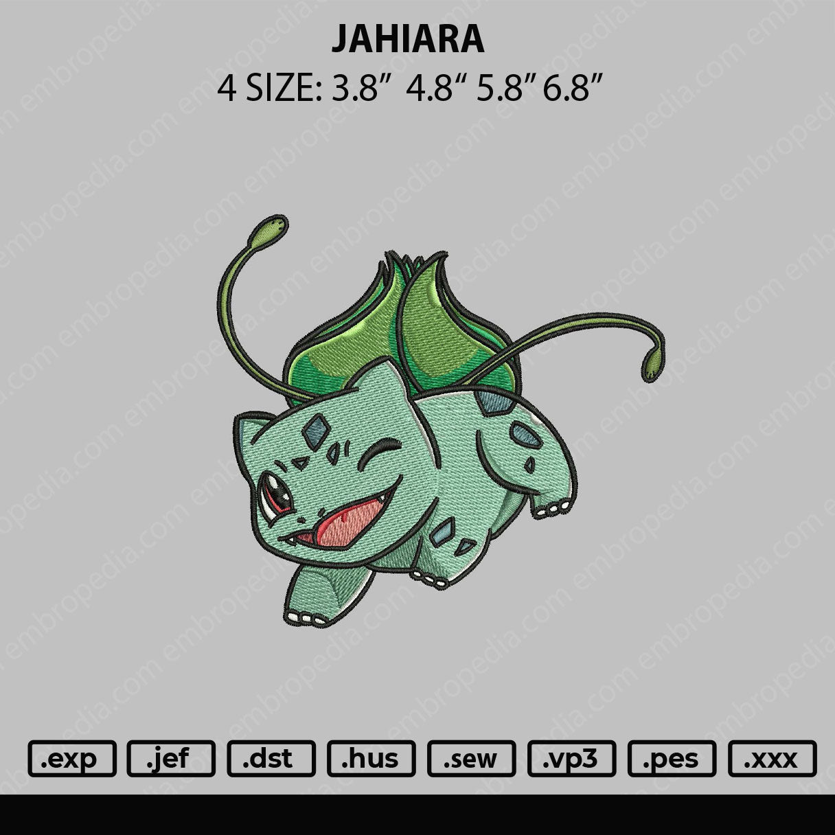 Jahiara Embroidery File 4 sizes