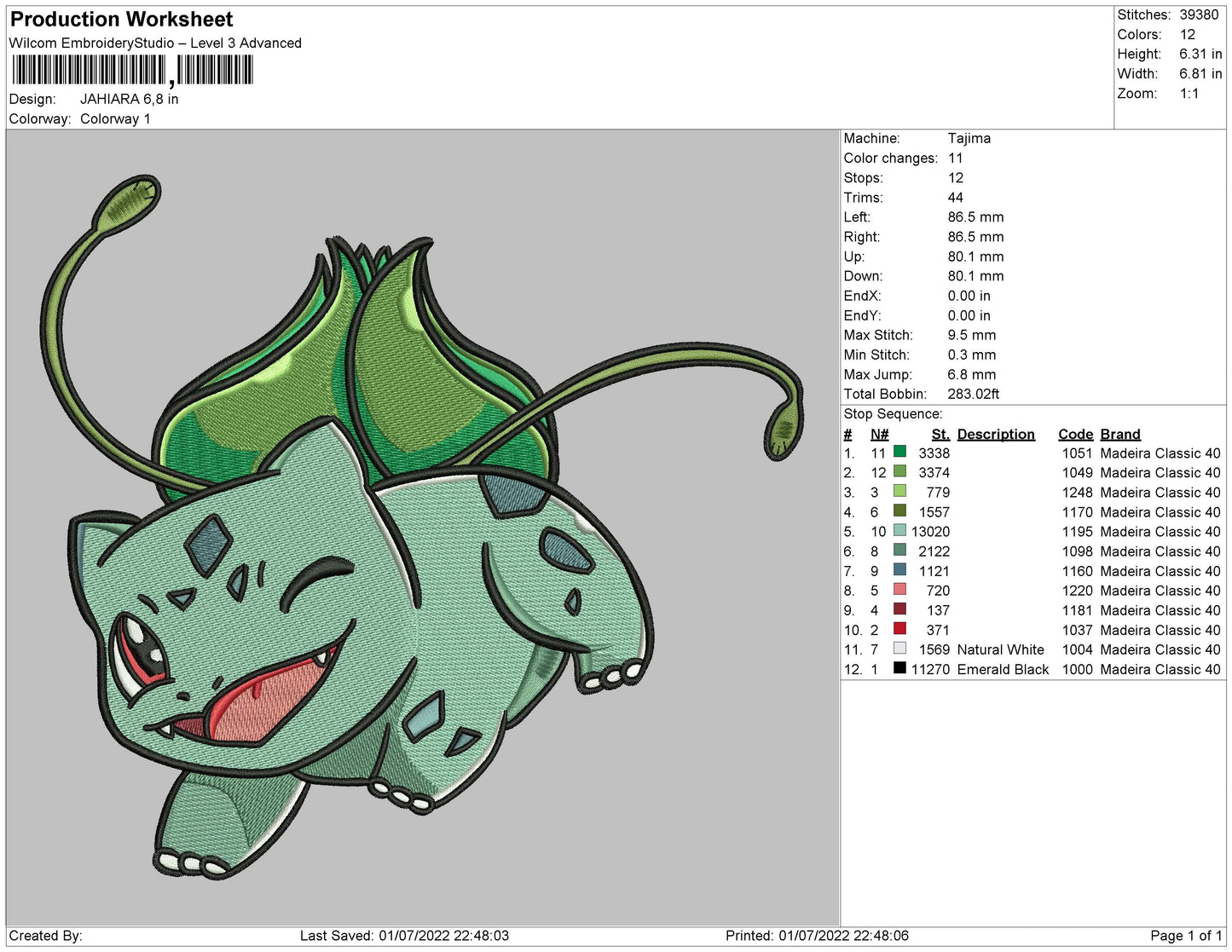 Jahiara Embroidery File 4 sizes