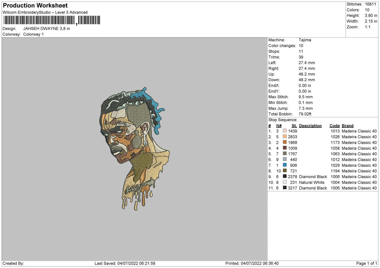 Jahsen Dwayne Embroidery File 4 sizes
