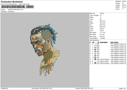 Jahsen Dwayne Embroidery File 4 sizes