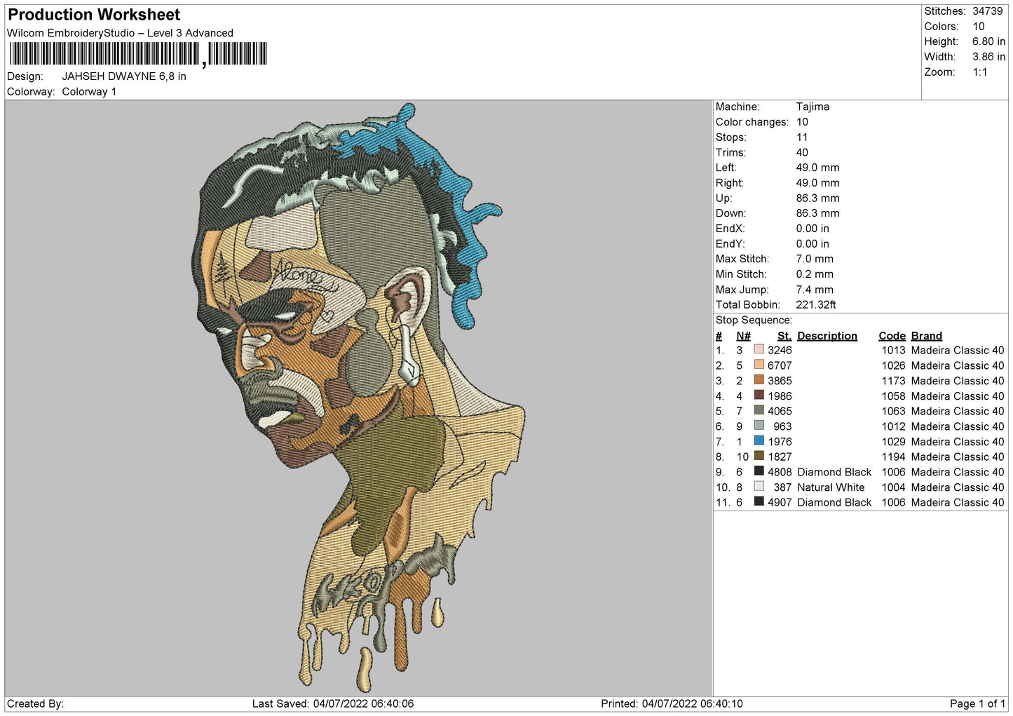 Jahsen Dwayne Embroidery File 4 sizes