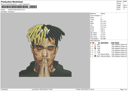 Jahsen Dwayne V2 Embroidery File 4 sizes