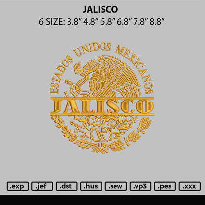 Jalisco Embroidery File 6 sizes
