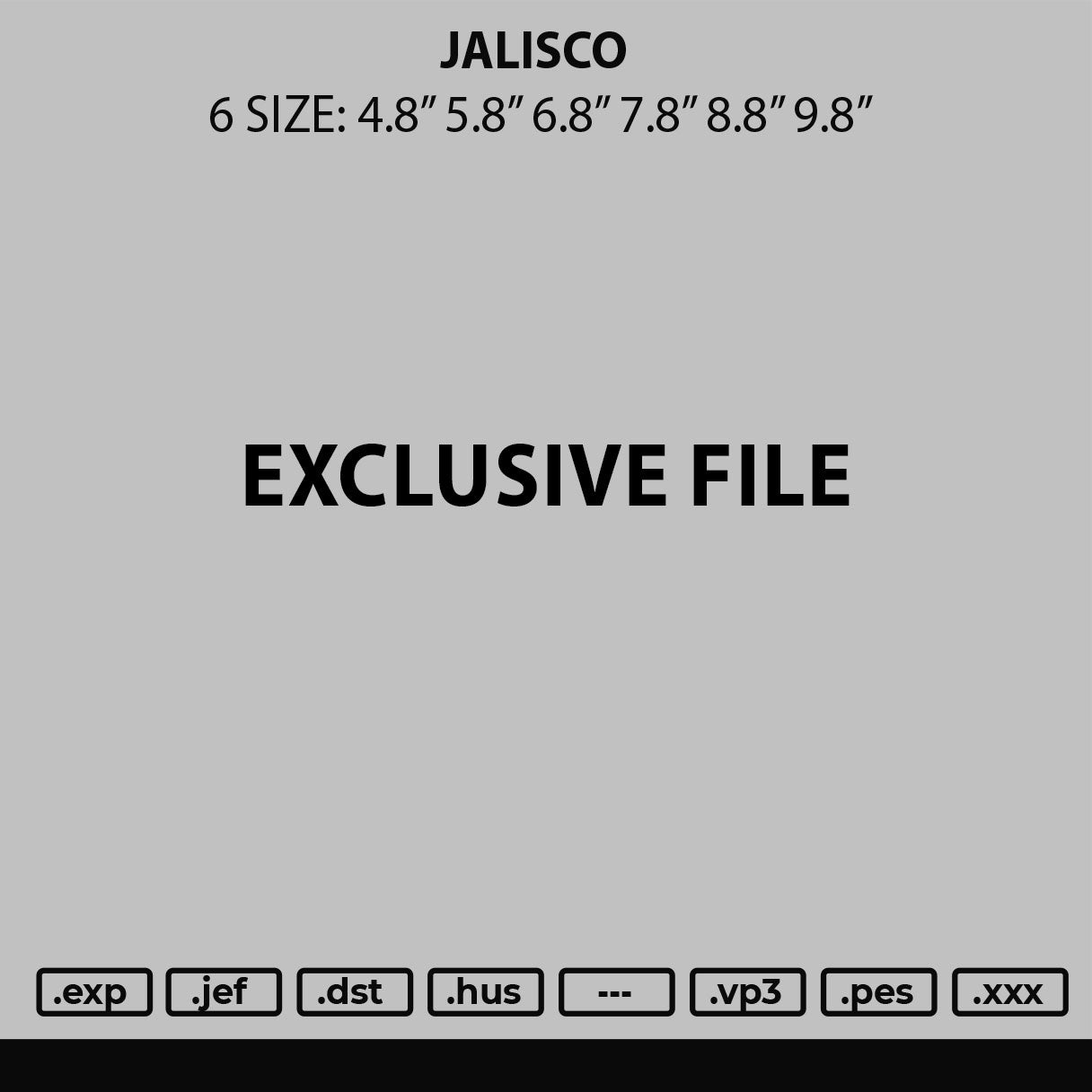 Jalisco Embroidery File 6 sizes