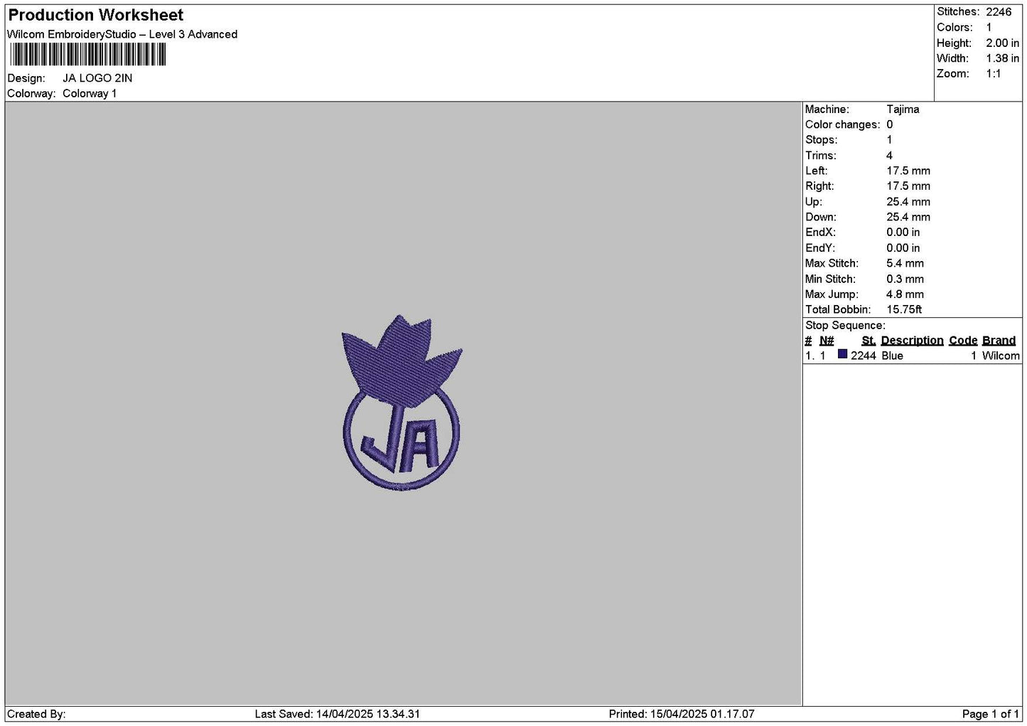 Jacircle Embroidery File 6 sizes