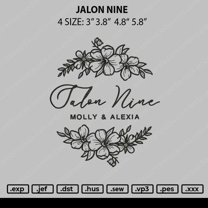 Jalone Nine Embroidery File 4 size