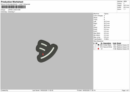 JAPAN LOGO Embroidery DESIGN File
