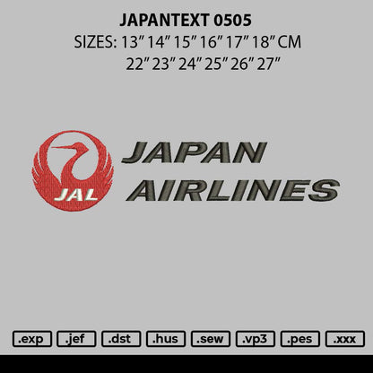 Japantext 0505 Embroidery File 12 sizes