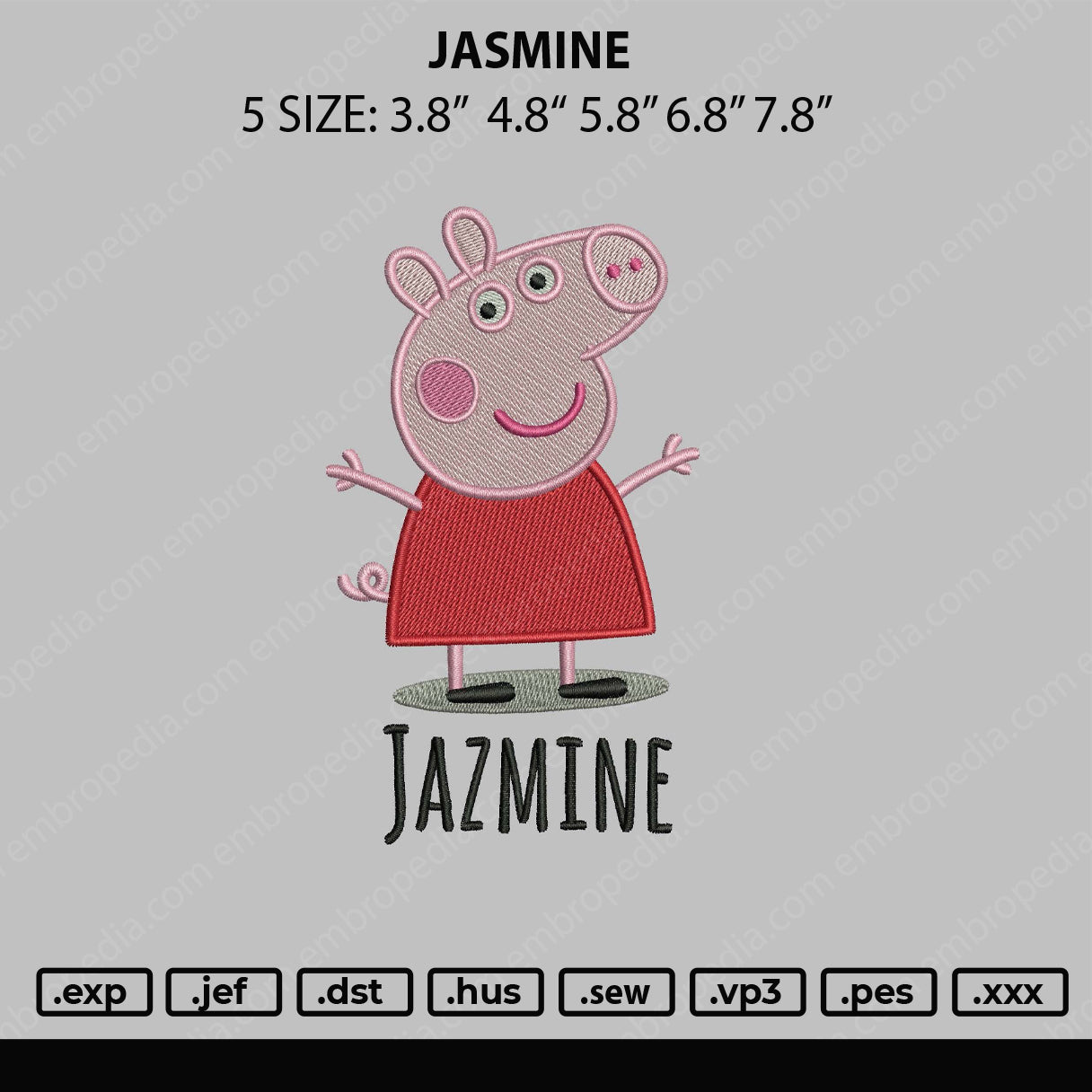 Jasmine Embroidery File 5 Sizes