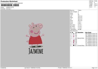 Jasmine Embroidery File 5 Sizes