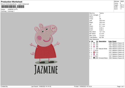 Jasmine Embroidery File 5 Sizes