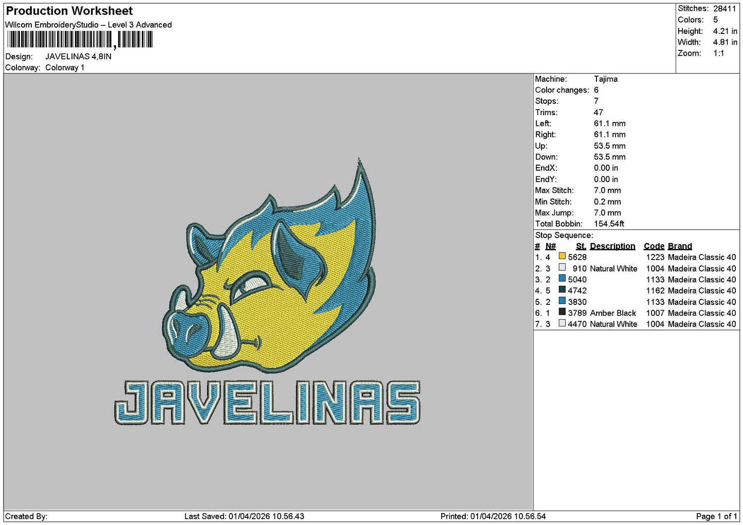 Javelinastext Embroidery File 6 sizes