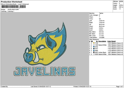 Javelinastext Embroidery File 6 sizes