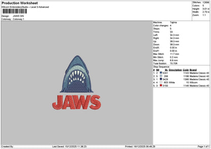 Jawstext 1612 Embroidery File 6 sizes