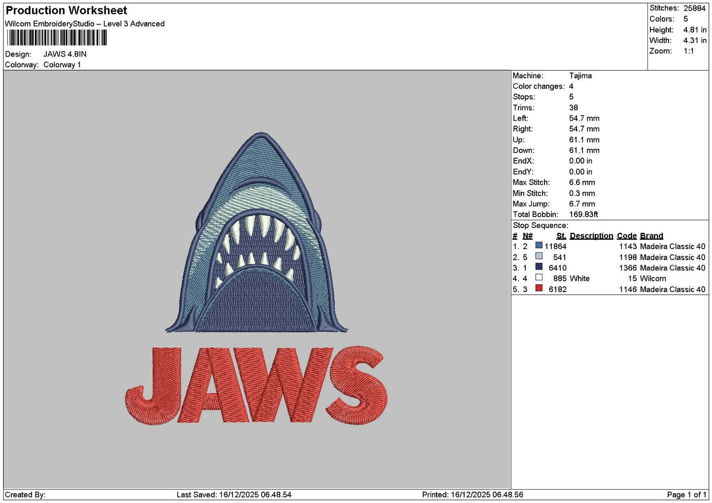 Jawstext 1612 Embroidery File 6 sizes