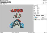 Jaws Kitty Embroidery File 6 sizes