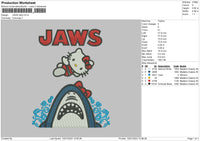 Jaws Kitty Embroidery File 6 sizes