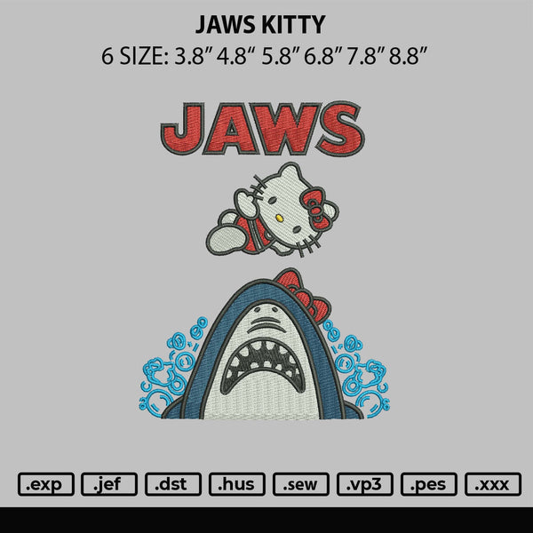 Jaws Kitty Embroidery File 6 sizes