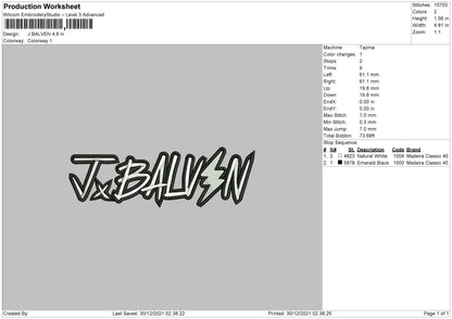 J Balven Embroidery File 4 size