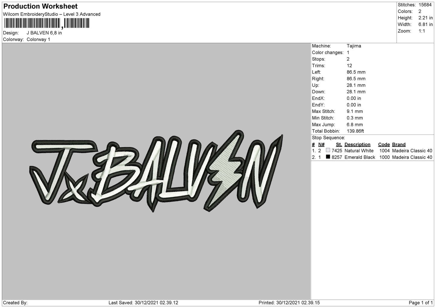 J Balven Embroidery File 4 size