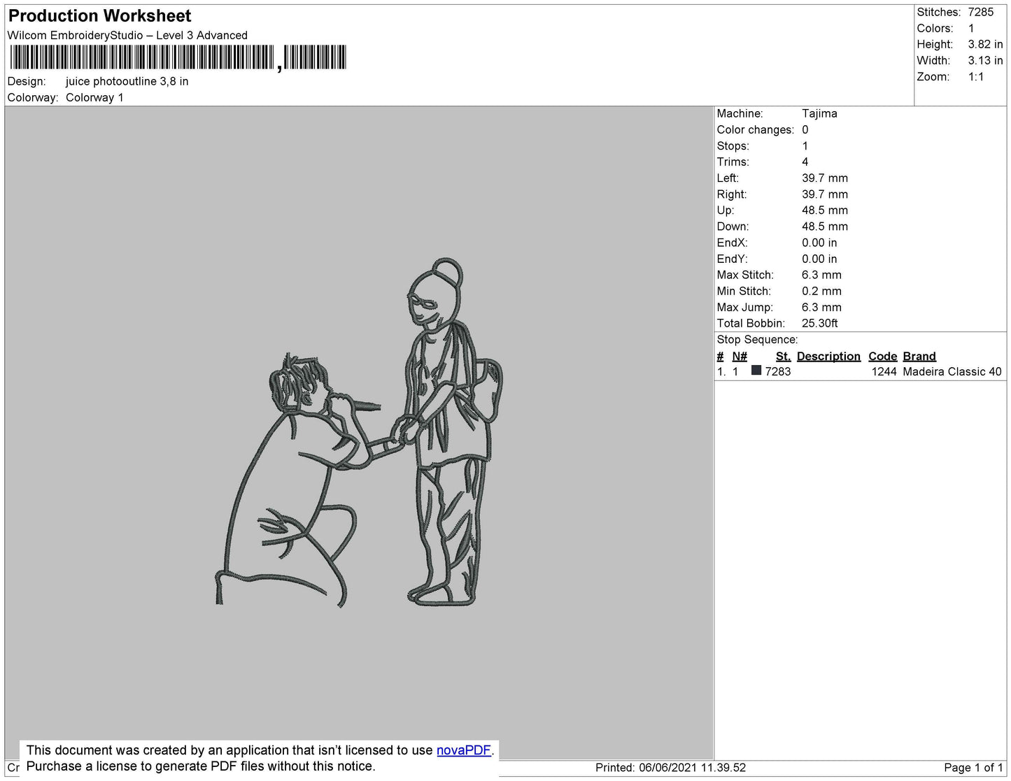 Juice Phototline Embroidery File 4 size