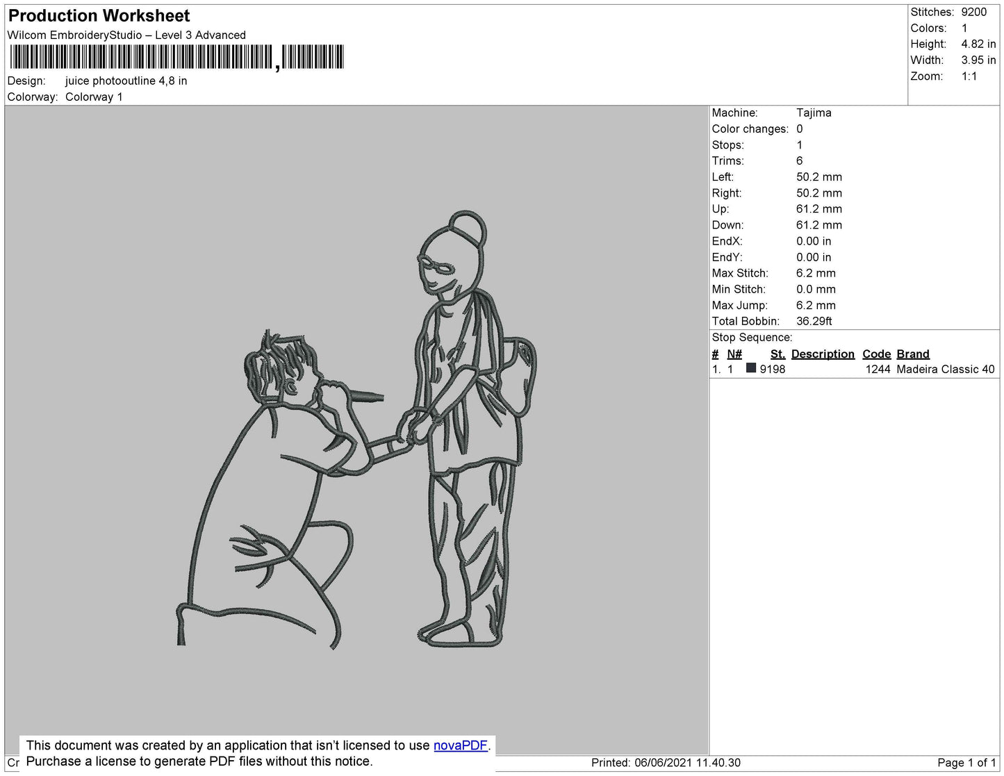 Juice Phototline Embroidery File 4 size