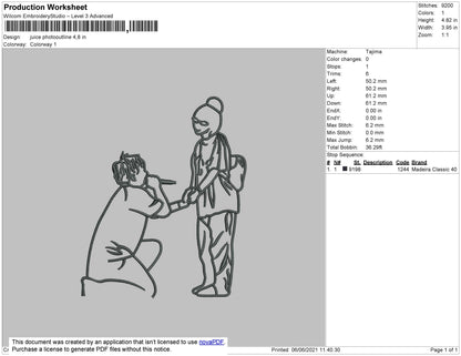 Juice Phototline Embroidery File 4 size