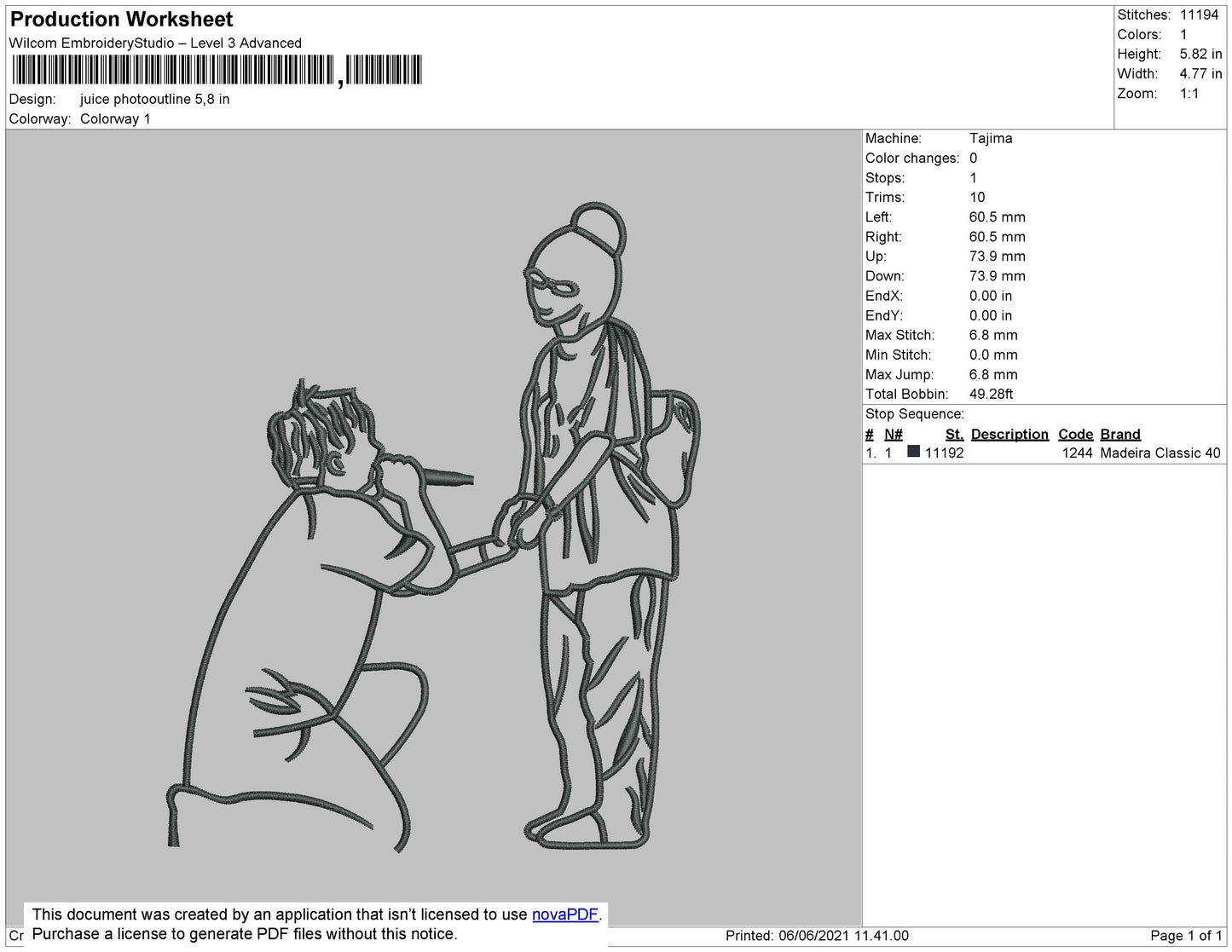 Juice Phototline Embroidery File 4 size