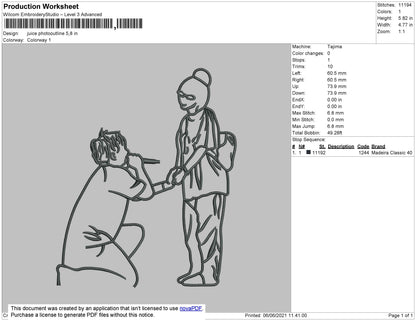 Juice Phototline Embroidery File 4 size