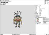 Draw Jeff Embroidery File 6 sizes