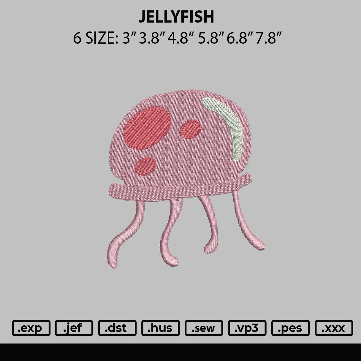Jellyfish Embroidery File 6 sizes