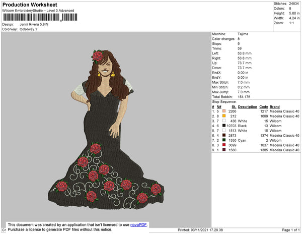 monster high black dress Jenni Rivera Embroidery File 4 size – Master Digitizer