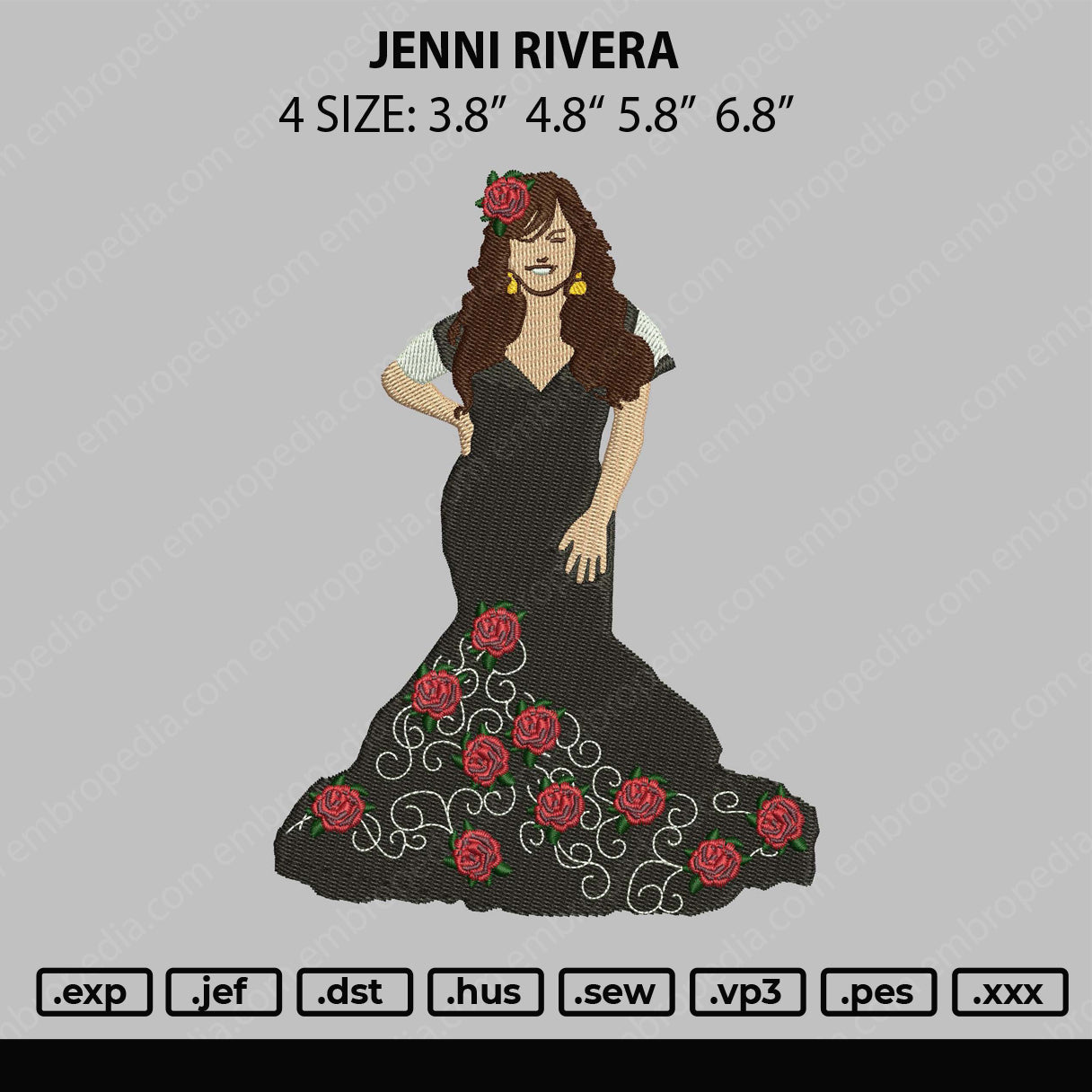 Jenni Rivera Embroidery File 4 size