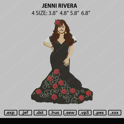 Jenni Rivera Embroidery File 4 size