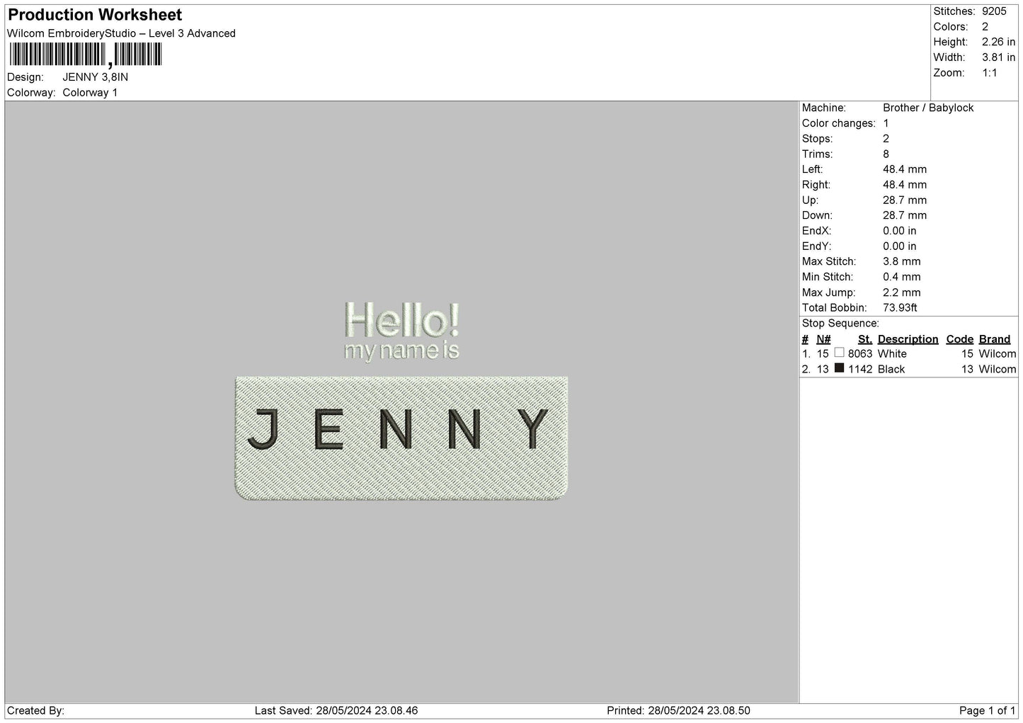 Jennytext Embroidery File 6 sizes