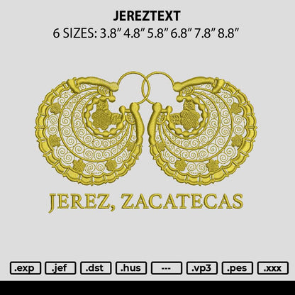 Jereztext Embroidery File 6 sizes