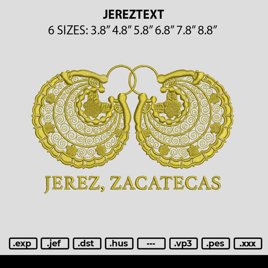 Jereztext Embroidery File 6 sizes