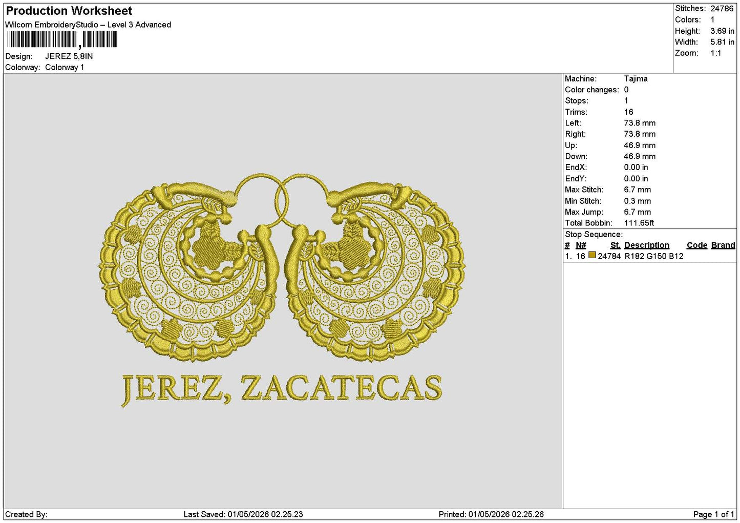 Jereztext Embroidery File 6 sizes